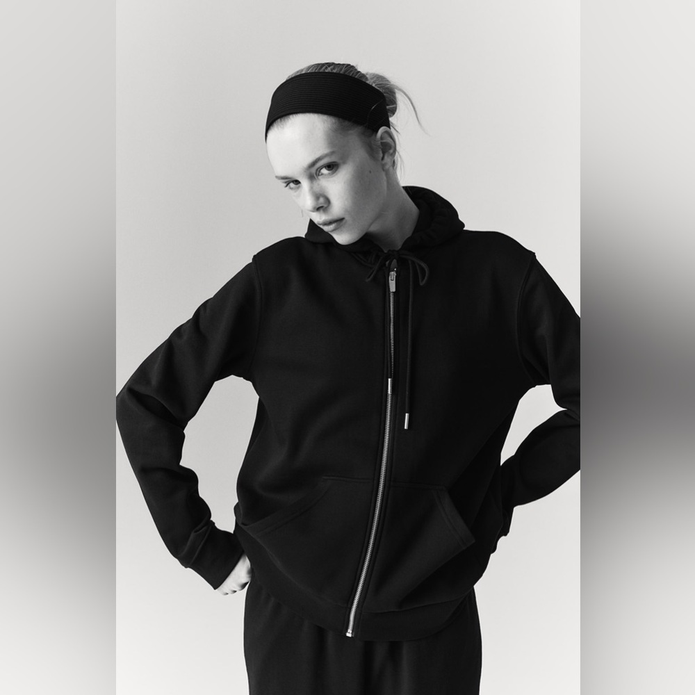 Black Hooded Zip Up
